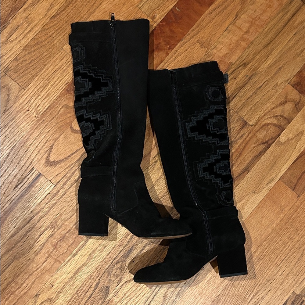 Gianni Bini Black Patterned Over the Knee Boots